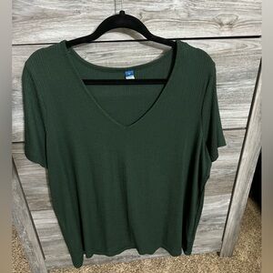 Green V-Neck Top